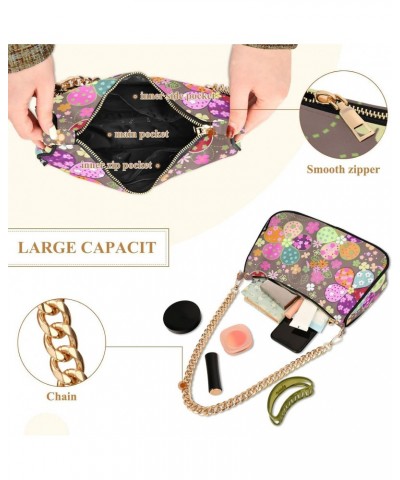 Colorful Floral Flowers Shoulder Bag for Women Fabric Crescent Handbag with Zipper Chain Clutch Purses for Girls Travel Party...