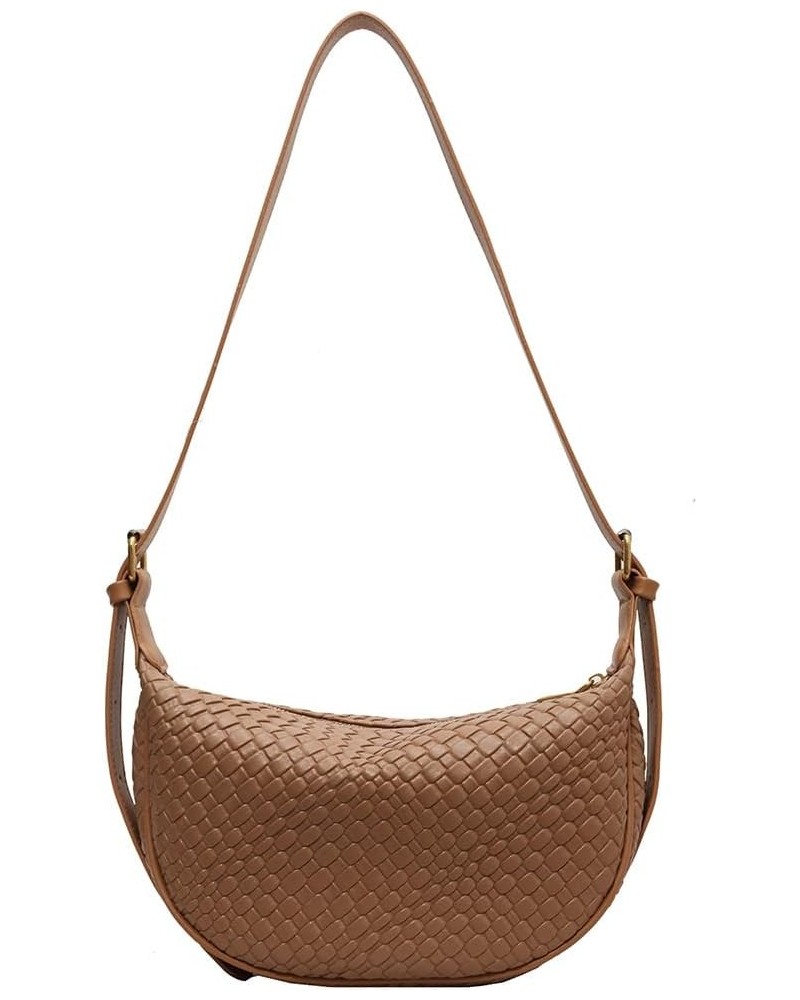 Women's Woven Crossbody Bag Y2k Fashion Shoulder Bag Handbag Clutch Bag Classic Retro Shoulder Bag Khaki $10.78 Totes