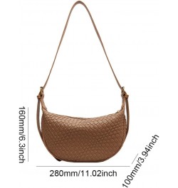 Women's Woven Crossbody Bag Y2k Fashion Shoulder Bag Handbag Clutch Bag Classic Retro Shoulder Bag Khaki $10.78 Totes