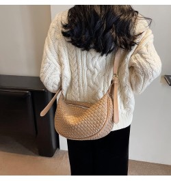 Women's Woven Crossbody Bag Y2k Fashion Shoulder Bag Handbag Clutch Bag Classic Retro Shoulder Bag Khaki $10.78 Totes