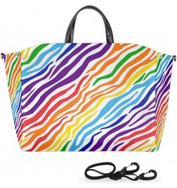 Rainbow Zebra Print Large Tote Bag for Women Travel Should Bag Big Oversized Totes Waterproof Animal Crossbody Tote Bag with ...