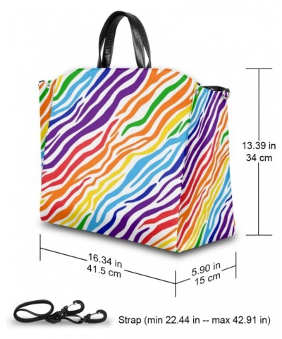 Rainbow Zebra Print Large Tote Bag for Women Travel Should Bag Big Oversized Totes Waterproof Animal Crossbody Tote Bag with ...