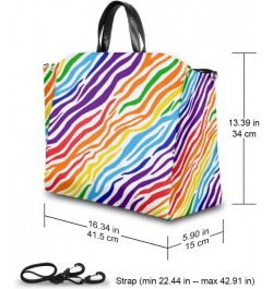 Rainbow Zebra Print Large Tote Bag for Women Travel Should Bag Big Oversized Totes Waterproof Animal Crossbody Tote Bag with ...