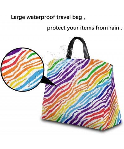 Rainbow Zebra Print Large Tote Bag for Women Travel Should Bag Big Oversized Totes Waterproof Animal Crossbody Tote Bag with ...