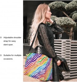 Rainbow Zebra Print Large Tote Bag for Women Travel Should Bag Big Oversized Totes Waterproof Animal Crossbody Tote Bag with ...