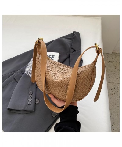 Women's Woven Crossbody Bag Y2k Fashion Shoulder Bag Handbag Clutch Bag Classic Retro Shoulder Bag Khaki $10.78 Totes