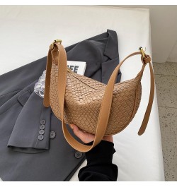 Women's Woven Crossbody Bag Y2k Fashion Shoulder Bag Handbag Clutch Bag Classic Retro Shoulder Bag Khaki $10.78 Totes