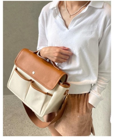 Small Canvas Tote Bag with Pockets Cute Crossbody Tote Bag Aesthetic Designer Handbags Plain Everything Tote Bag Brown $11.47...