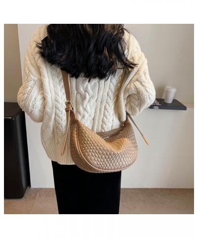 Women's Woven Crossbody Bag Y2k Fashion Shoulder Bag Handbag Clutch Bag Classic Retro Shoulder Bag Khaki $10.78 Totes