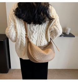 Women's Woven Crossbody Bag Y2k Fashion Shoulder Bag Handbag Clutch Bag Classic Retro Shoulder Bag Khaki $10.78 Totes