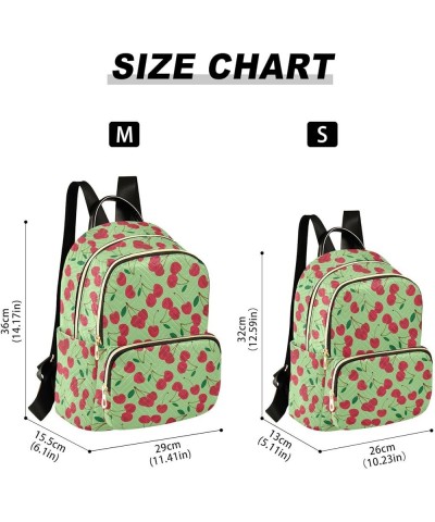 Sweet Red Rip Cherry Berries on Green Casual Fashion Polyester Travel Rucksack Shoulder Bag Color Small $21.82 Backpacks