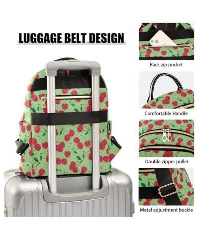 Sweet Red Rip Cherry Berries on Green Casual Fashion Polyester Travel Rucksack Shoulder Bag Color Small $21.82 Backpacks