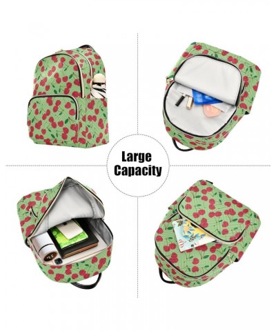 Sweet Red Rip Cherry Berries on Green Casual Fashion Polyester Travel Rucksack Shoulder Bag Color Small $21.82 Backpacks