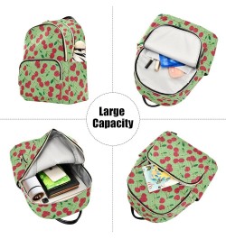 Sweet Red Rip Cherry Berries on Green Casual Fashion Polyester Travel Rucksack Shoulder Bag Color Small $21.82 Backpacks