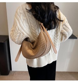 Women's Woven Crossbody Bag Y2k Fashion Shoulder Bag Handbag Clutch Bag Classic Retro Shoulder Bag Khaki $10.78 Totes