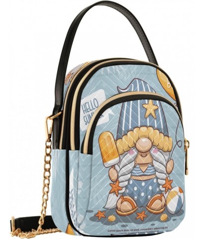 Chain Crossbody Bags for Women Gnome Float Blue Summer Ice Cream Quilted Shoulder Crossbody Handbags Travel Cross Body Cell P...