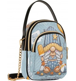 Chain Crossbody Bags for Women Gnome Float Blue Summer Ice Cream Quilted Shoulder Crossbody Handbags Travel Cross Body Cell P...