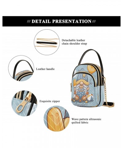 Chain Crossbody Bags for Women Gnome Float Blue Summer Ice Cream Quilted Shoulder Crossbody Handbags Travel Cross Body Cell P...