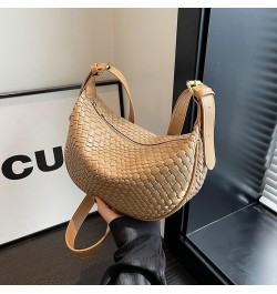 Women's Woven Crossbody Bag Y2k Fashion Shoulder Bag Handbag Clutch Bag Classic Retro Shoulder Bag Khaki $10.78 Totes