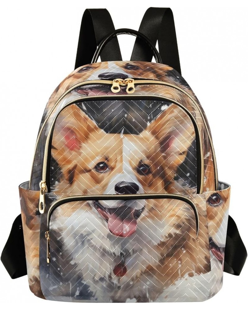 Medium Fashion Backpack for Women Cute Corgi-dog Print Ladies Travel Daypack Aesthetic Shoulder Bag 11.4×6.1×14.1 IN $16.92 B...