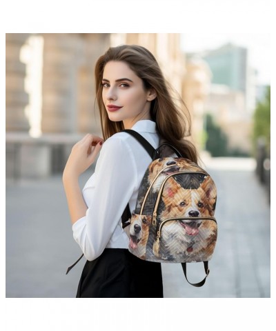 Medium Fashion Backpack for Women Cute Corgi-dog Print Ladies Travel Daypack Aesthetic Shoulder Bag 11.4×6.1×14.1 IN $16.92 B...