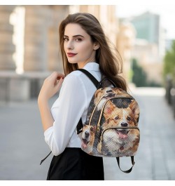 Medium Fashion Backpack for Women Cute Corgi-dog Print Ladies Travel Daypack Aesthetic Shoulder Bag 11.4×6.1×14.1 IN $16.92 B...