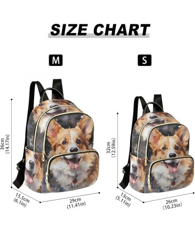 Medium Fashion Backpack for Women Cute Corgi-dog Print Ladies Travel Daypack Aesthetic Shoulder Bag 11.4×6.1×14.1 IN $16.92 B...