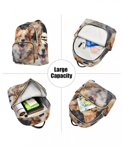 Medium Fashion Backpack for Women Cute Corgi-dog Print Ladies Travel Daypack Aesthetic Shoulder Bag 11.4×6.1×14.1 IN $16.92 B...