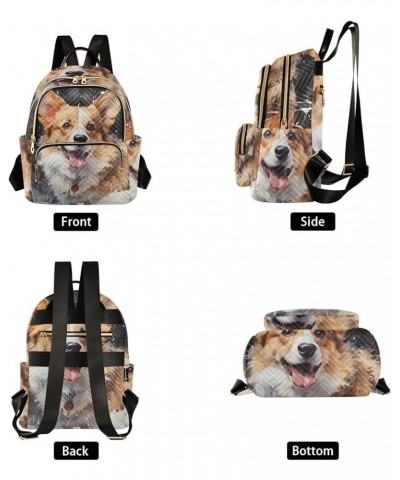 Medium Fashion Backpack for Women Cute Corgi-dog Print Ladies Travel Daypack Aesthetic Shoulder Bag 11.4×6.1×14.1 IN $16.92 B...