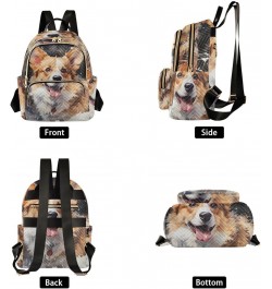 Medium Fashion Backpack for Women Cute Corgi-dog Print Ladies Travel Daypack Aesthetic Shoulder Bag 11.4×6.1×14.1 IN $16.92 B...