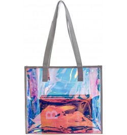 Iridescent Clear Tote Bag, Fashion Holographic Waterproof Beach Bag, Shoulder Handbag for Shopping, Gym, Travel Holographic B...