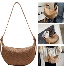 Women's Woven Crossbody Bag Y2k Fashion Shoulder Bag Handbag Clutch Bag Classic Retro Shoulder Bag Khaki $10.78 Totes