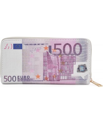 Premium Currency Money Print PU Leather Zip Around Wallet, Canadian Dollar Euro $10.02 Wallets