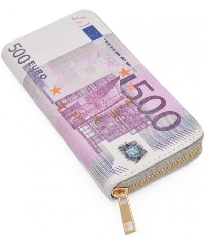 Premium Currency Money Print PU Leather Zip Around Wallet, Canadian Dollar Euro $10.02 Wallets