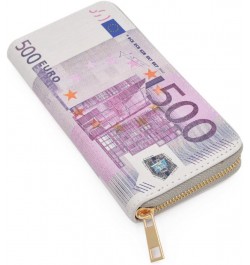 Premium Currency Money Print PU Leather Zip Around Wallet, Canadian Dollar Euro $10.02 Wallets