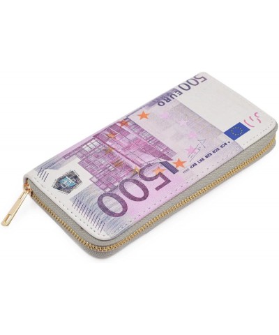 Premium Currency Money Print PU Leather Zip Around Wallet, Canadian Dollar Euro $10.02 Wallets