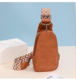 Women Chest Bag Sling Bag Small Crossbody PU Leather Satchel Daypack for Lady Shopping Travel with Shoulder Strap Brown $14.5...