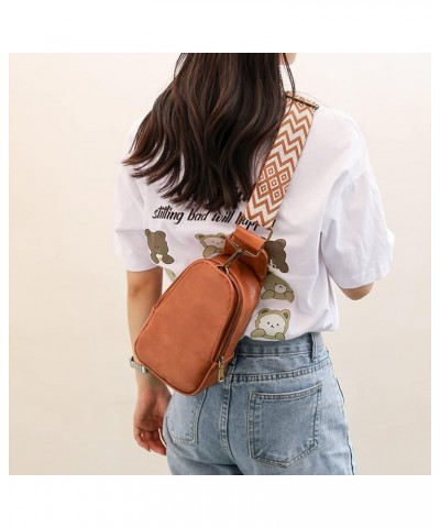 Women Chest Bag Sling Bag Small Crossbody PU Leather Satchel Daypack for Lady Shopping Travel with Shoulder Strap Brown $14.5...