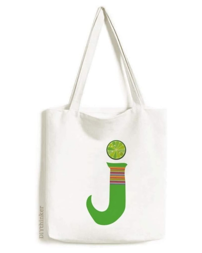 J Alphabet Orange Fruit Cute Pattern Tote Canvas Bag Shopping Satchel Casual Handbag $16.42 Totes