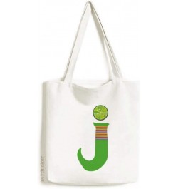 J Alphabet Orange Fruit Cute Pattern Tote Canvas Bag Shopping Satchel Casual Handbag $16.42 Totes