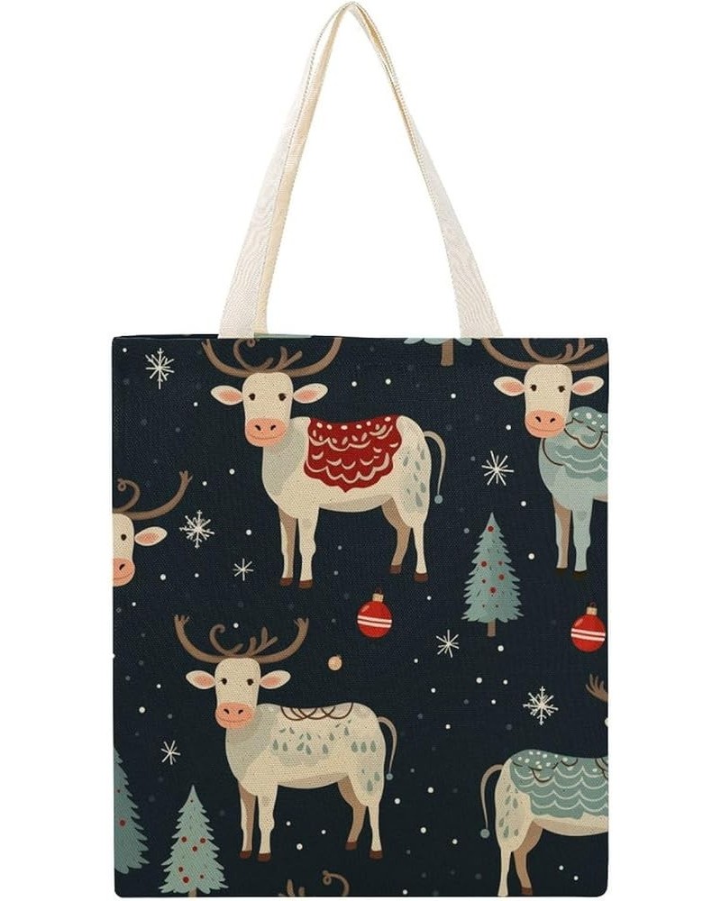 Canvas Tote Farm Animal Cow Christmas Beach Bags Lovely Animal Cute Tote Bags Totebag-2 $12.71 Totes