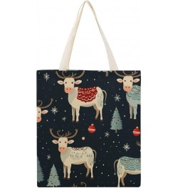 Canvas Tote Farm Animal Cow Christmas Beach Bags Lovely Animal Cute Tote Bags Totebag-2 $12.71 Totes