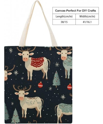 Canvas Tote Farm Animal Cow Christmas Beach Bags Lovely Animal Cute Tote Bags Totebag-2 $12.71 Totes