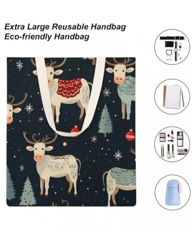 Canvas Tote Farm Animal Cow Christmas Beach Bags Lovely Animal Cute Tote Bags Totebag-2 $12.71 Totes