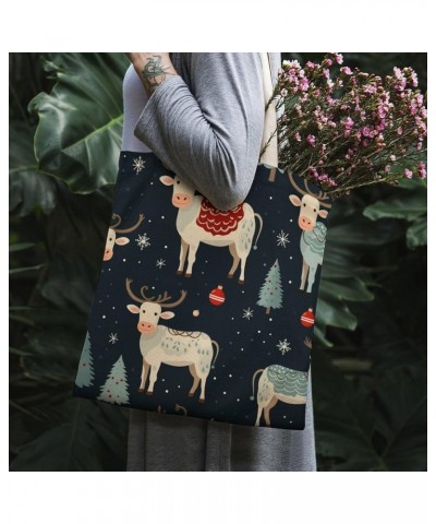 Canvas Tote Farm Animal Cow Christmas Beach Bags Lovely Animal Cute Tote Bags Totebag-2 $12.71 Totes