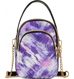 Purple Tie Dye Quilted Crossbody Bag for Women, Small Cell Phone Bag Shoulder Handbags Purse with Leather Strap $13.77 Crossb...