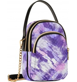 Purple Tie Dye Quilted Crossbody Bag for Women, Small Cell Phone Bag Shoulder Handbags Purse with Leather Strap $13.77 Crossb...