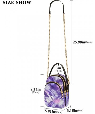 Purple Tie Dye Quilted Crossbody Bag for Women, Small Cell Phone Bag Shoulder Handbags Purse with Leather Strap $13.77 Crossb...