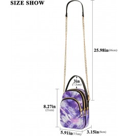 Purple Tie Dye Quilted Crossbody Bag for Women, Small Cell Phone Bag Shoulder Handbags Purse with Leather Strap $13.77 Crossb...