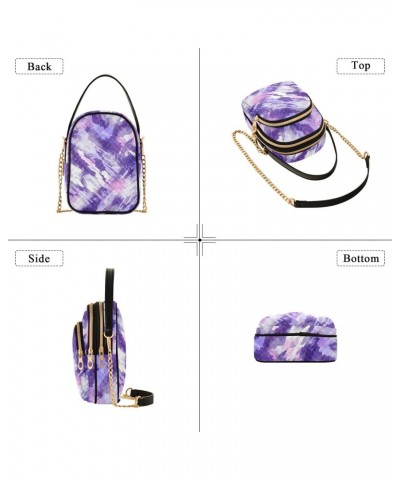 Purple Tie Dye Quilted Crossbody Bag for Women, Small Cell Phone Bag Shoulder Handbags Purse with Leather Strap $13.77 Crossb...